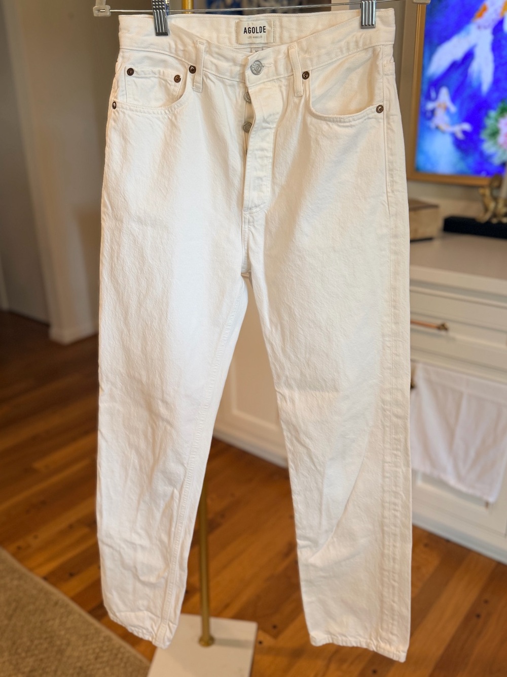 AGOLDE Women’s White High-Rise Straight Leg Jeans Size 26